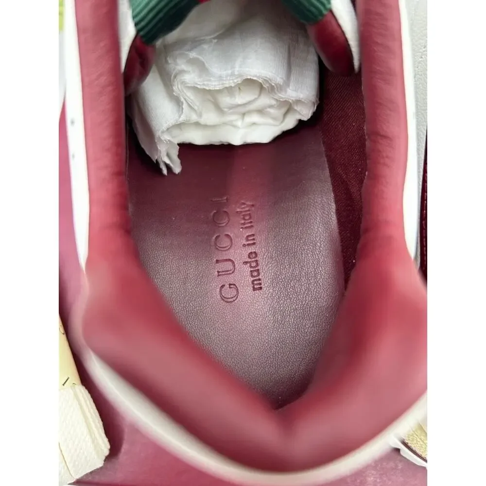 Men's Gucci re web leather sneakers size 12 fits 12.5 US made in Italy